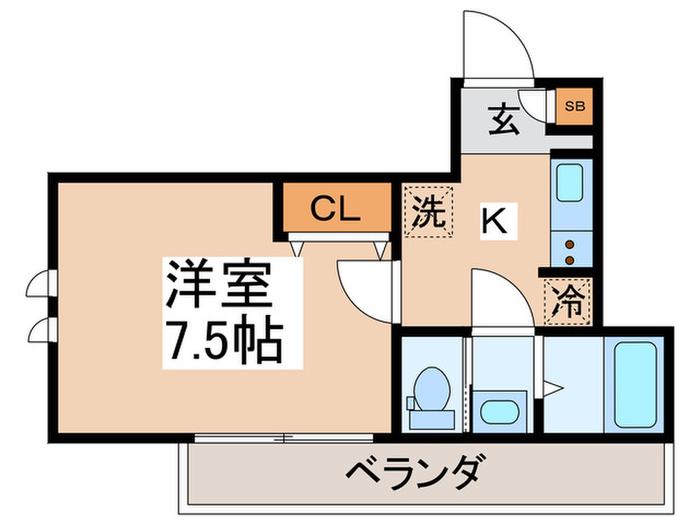 GRACE山王(1K/2階)の間取り写真