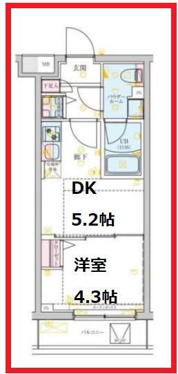 ジェノヴィア墨田八広スカイガーデン(1DK/1階)の間取り写真