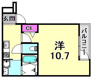 フジパレス長洲本通III番館(1K/1階)の間取り写真