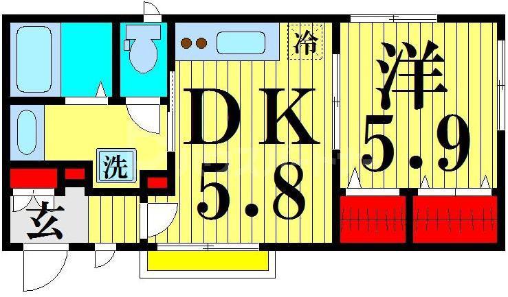 クリサンセ K(1DK/1階)の間取り写真