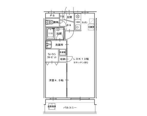 下中野S-1ビル(1LDK/4階)の間取り写真