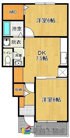 カレント(2DK/1階)の間取り写真