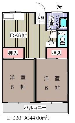 ハイツチェリー(2DK/2階)の間取り写真