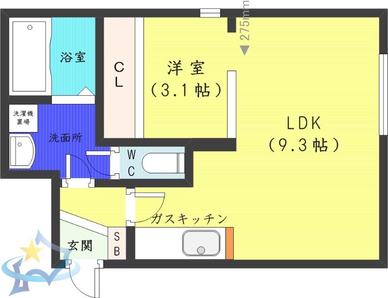 ヴェレーナ二十四軒(1LDK/2階)の間取り写真