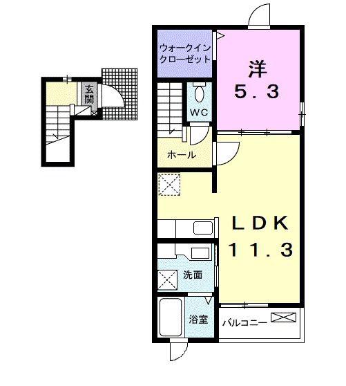 エルディム川端(1LDK/2階)の間取り写真