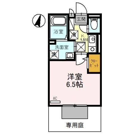 セジュールMARUGEN B(1K/1階)の間取り写真