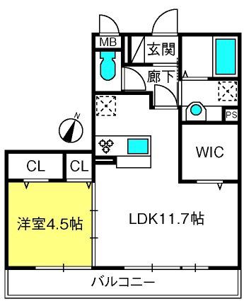 PREMIUM(1LDK/2階)の間取り写真