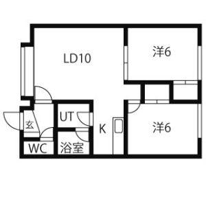 ブルーフォンス61(2LDK/2階)の間取り写真