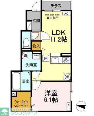 CRECIA高松(1LDK/1階)の間取り写真