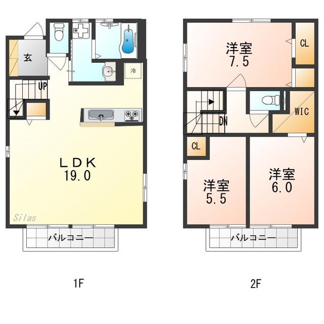 ヴィラ堂筋 C(3LDK/1階)の間取り写真