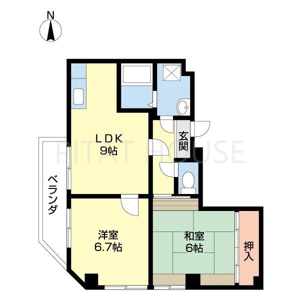 シャンティイ田中町(2LDK/7階)の間取り写真
