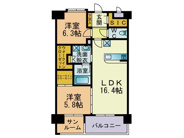 ライフ姪の浜(2SLDK/7階)の間取り写真