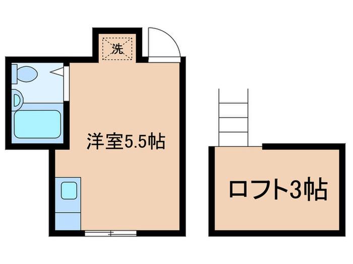 横尾荘(ワンルーム/2階)の間取り写真