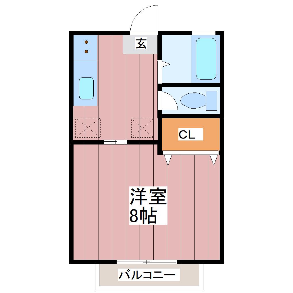 ベルフォーレ長町(1K/2階)の間取り写真