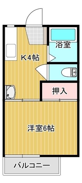 ヴィラ梅ヶ峠駅前(1K/2階)の間取り写真