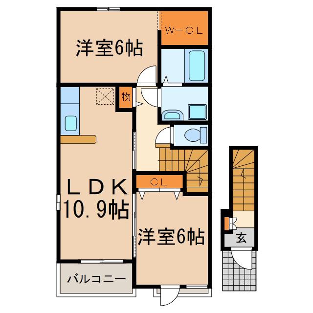 アルテミシア(2LDK/2階)の間取り写真