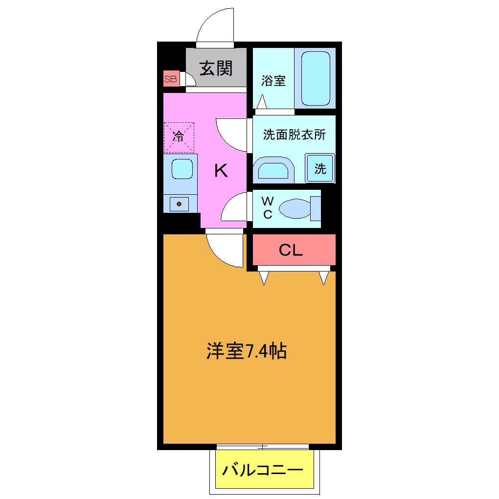 ハイツみらい(1K/2階)の間取り写真