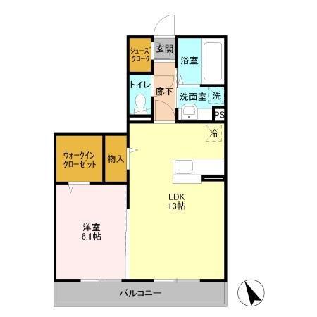 アルカディアABA(1LDK/2階)の間取り写真