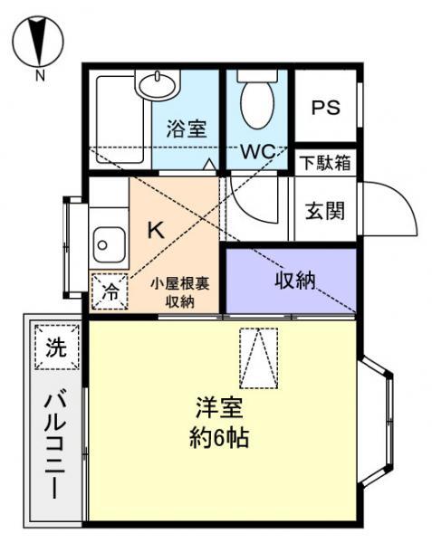 ホワイトハウス(1K/2階)の間取り写真