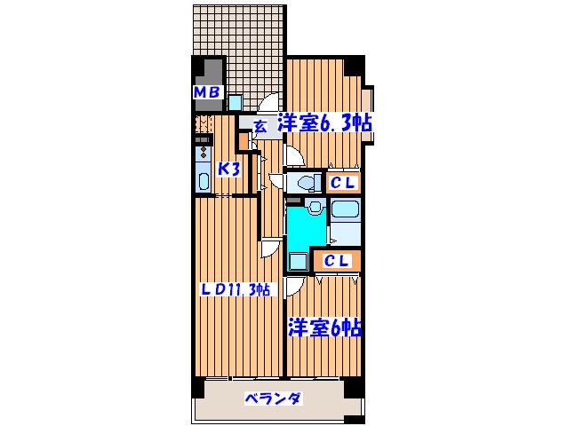 ノア本屋敷(2LDK/4階)の間取り写真