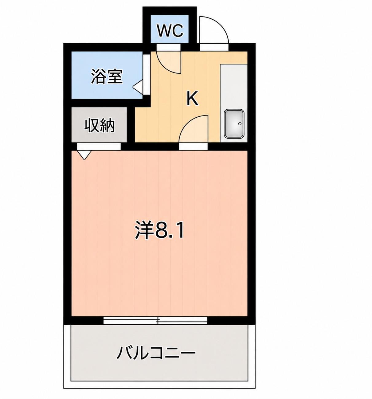 セントラルパーク東三国(1K/2階)の間取り写真