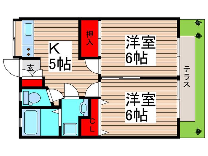 ハイツときわ(2K/1階)の間取り写真
