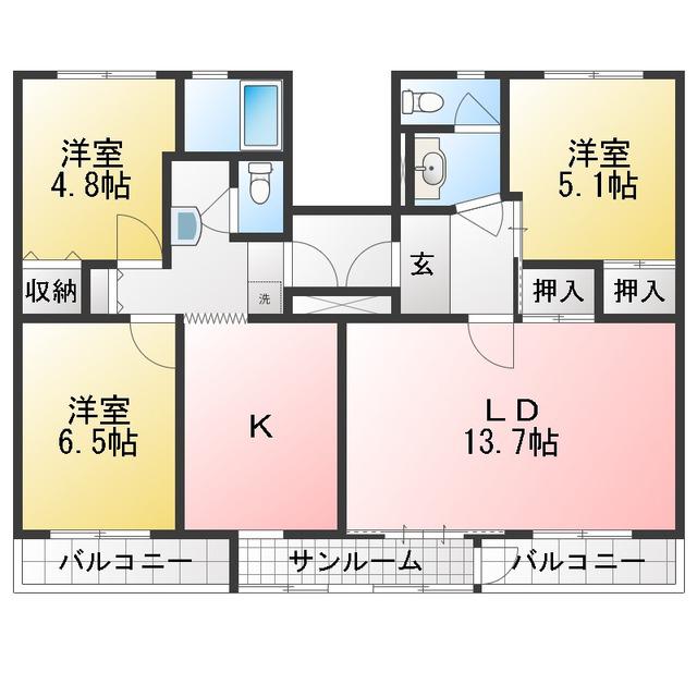 清水口第一(3LDK/4階)の間取り写真