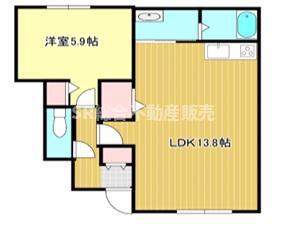 菱屋東2丁目アパート(1LDK/1階)の間取り写真