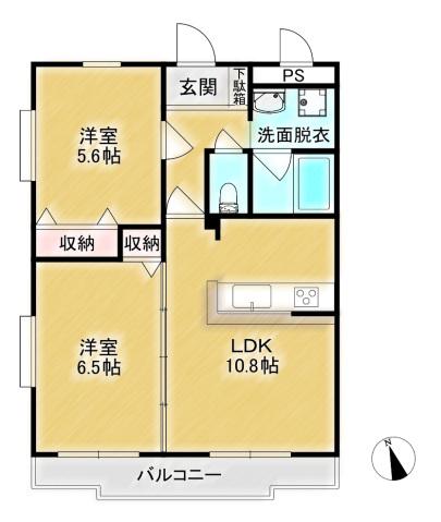 イーストパイン(2LDK/3階)の間取り写真