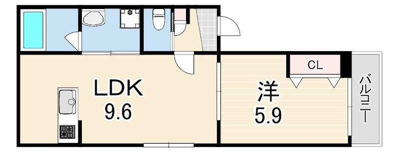 SENTIR(1LDK/2階)の間取り写真