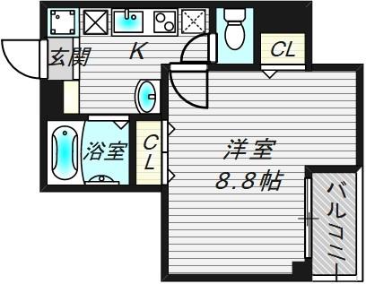 ルミエール深江(1K/5階)の間取り写真