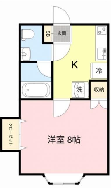 グリーンハイツ豊栄NO2(1K/2階)の間取り写真