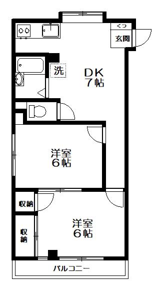 井草誠和館(2DK/3階)の間取り写真