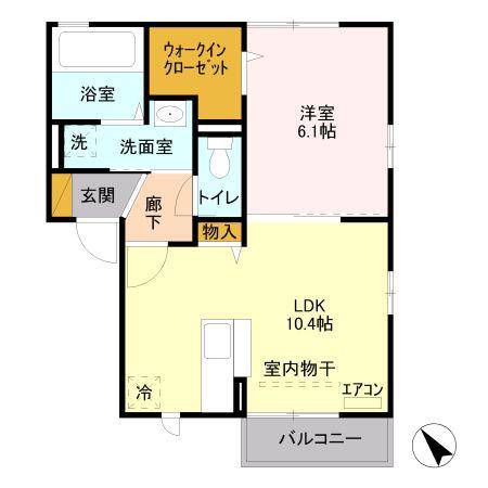 グランメール壱里山(1LDK/2階)の間取り写真