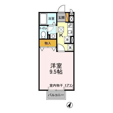 ウィンベル(1K/1階)の間取り写真
