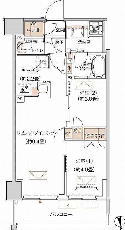 プライムネクサス大森北(2LDK/3階)の間取り写真
