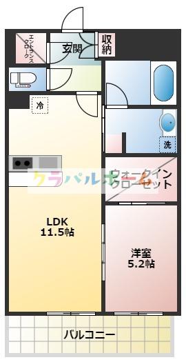 プルメリア西三国イースト(1LDK/1階)の間取り写真