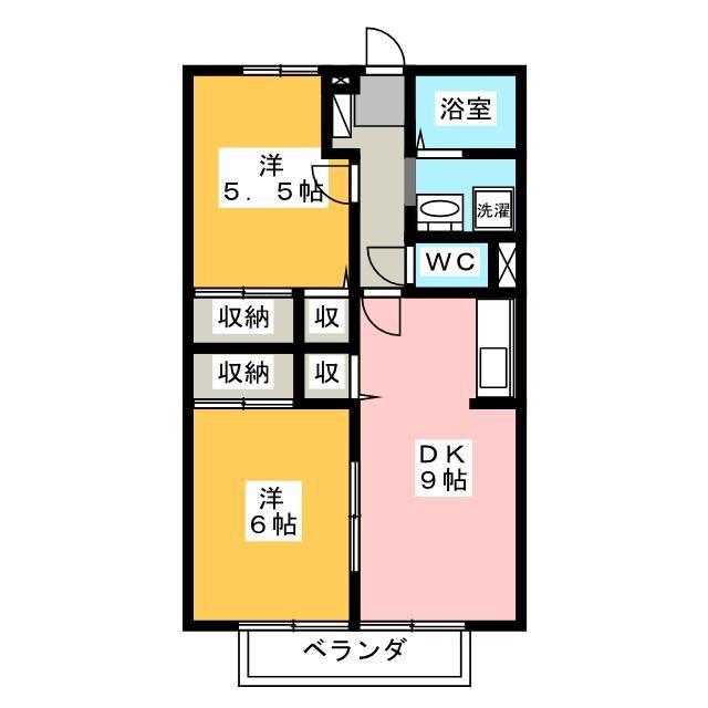 ガーデンヒルズ穂積 A(2DK/2階)の間取り写真