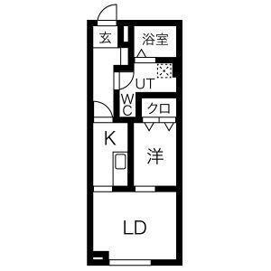 メリディアン川平四番館(1LDK/1階)の間取り写真