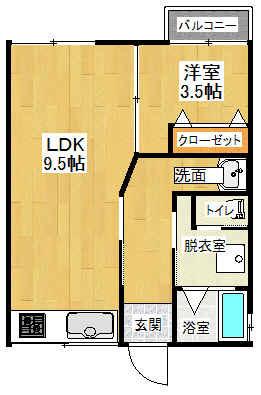 メゾン・ボヌール(1LDK/2階)の間取り写真