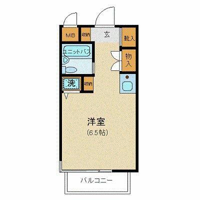 ペガサスマンション白楽(ワンルーム/6階)の間取り写真