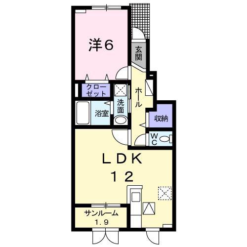 ヴィラ プレジー III(1LDK/1階)の間取り写真