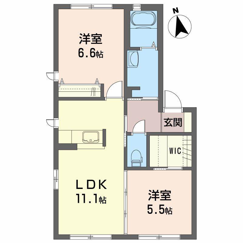 シティ クレール F棟(2LDK/1階)の間取り写真