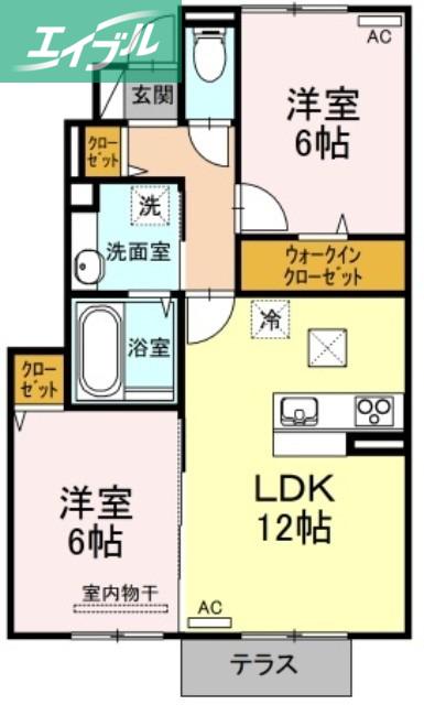 グロワール(2LDK/1階)の間取り写真