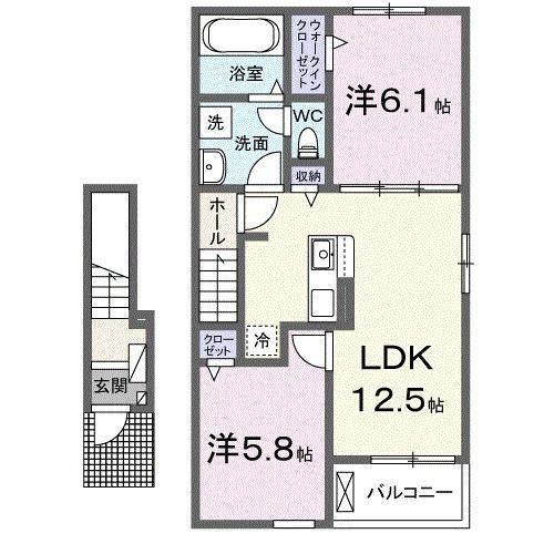 ウィズ ユー(2LDK/2階)の間取り写真