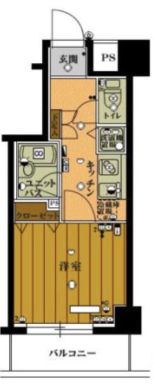 スカイコート富士見台(1K/4階)の間取り写真