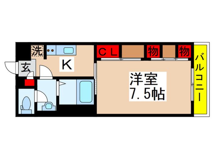 リブリ・プランドール・NARITA(1K/1階)の間取り写真