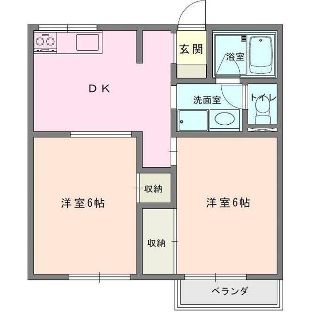 サニーコート森(2DK/1階)の間取り写真