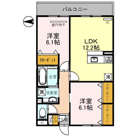 フリーデSTA(2LDK/1階)の間取り写真