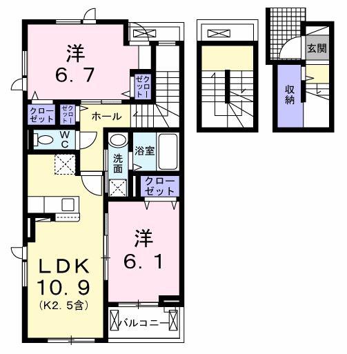アコルデ北(2LDK/3階)の間取り写真